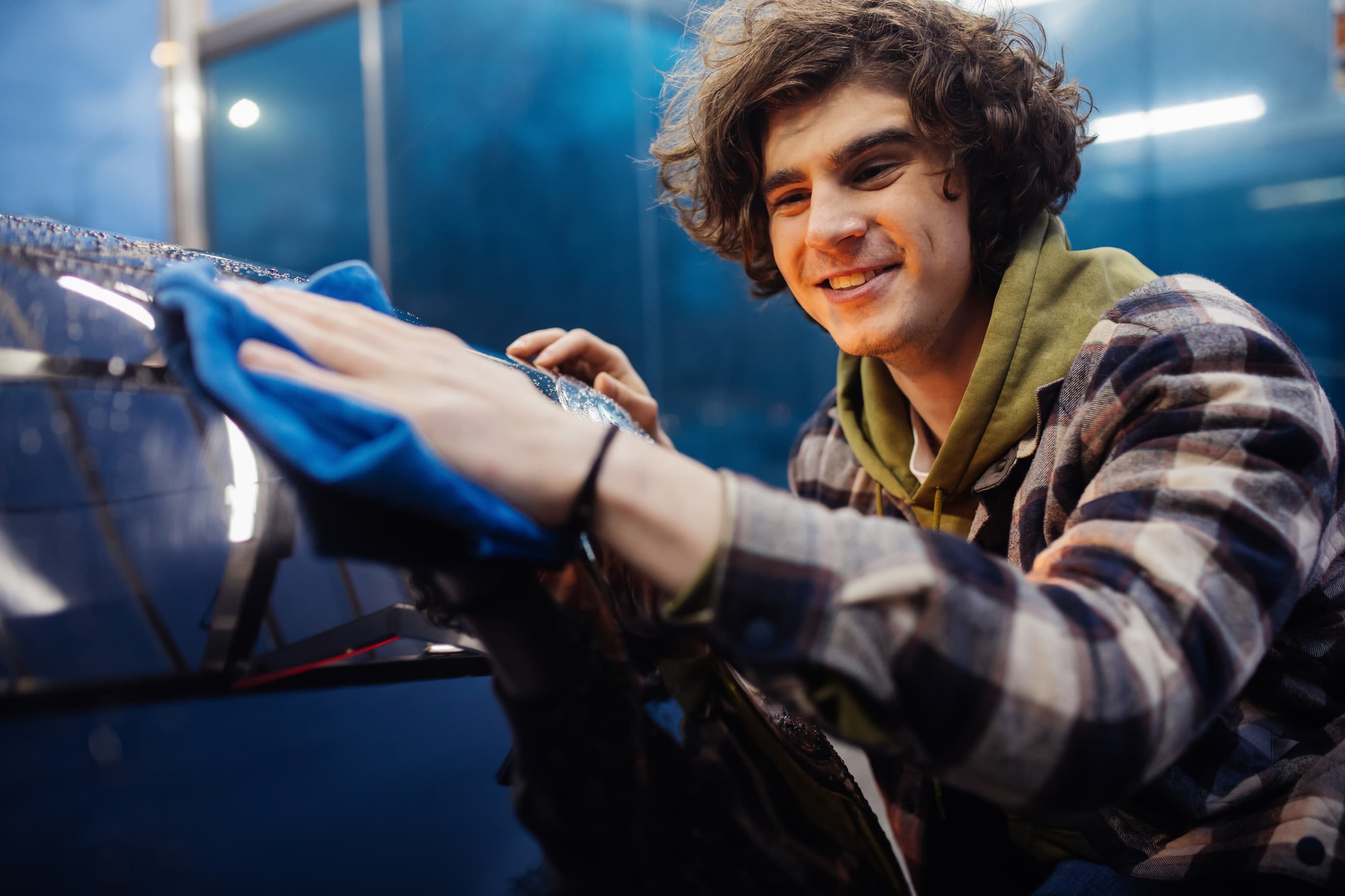 Fox washing a car and earning money