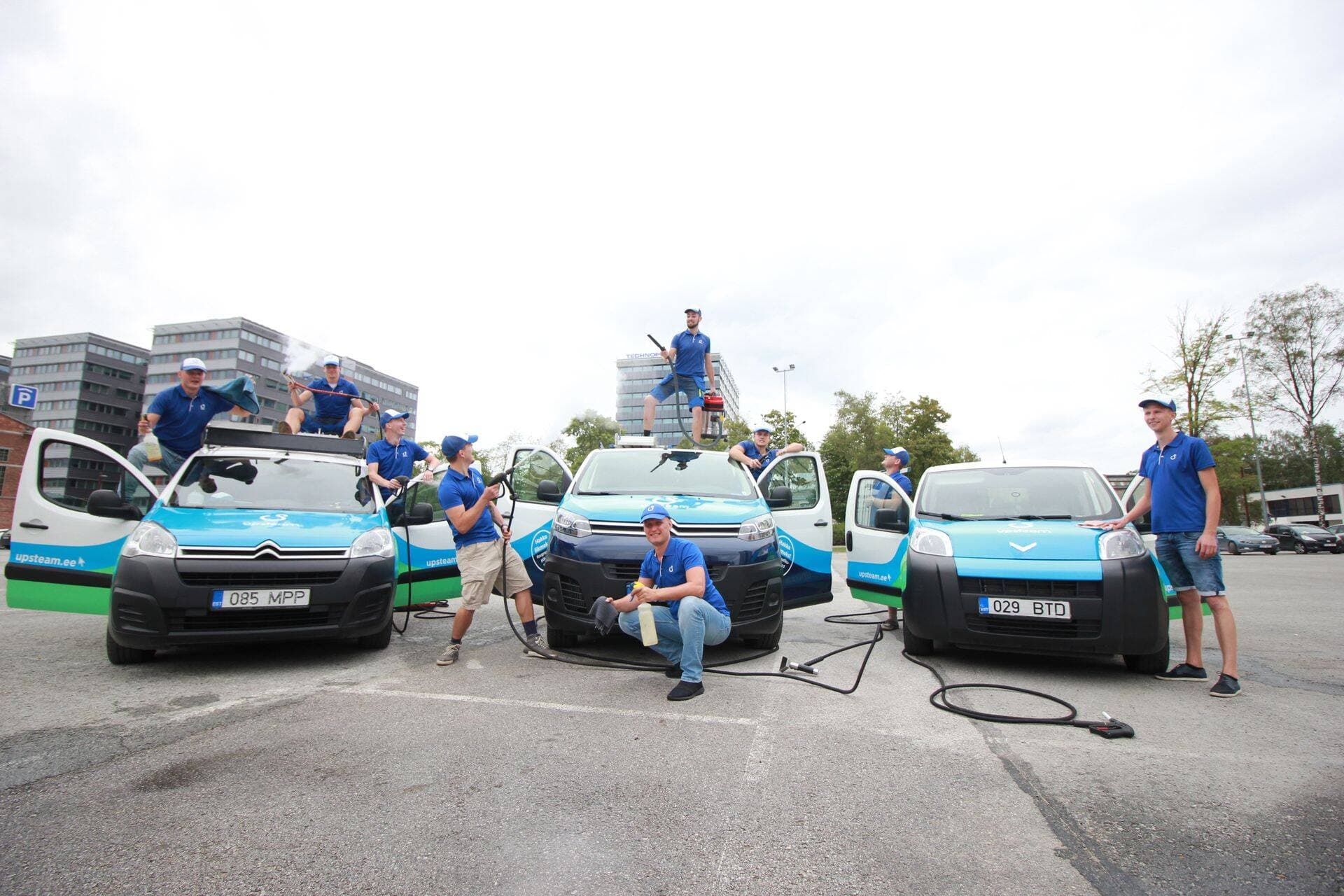 Team with service vans